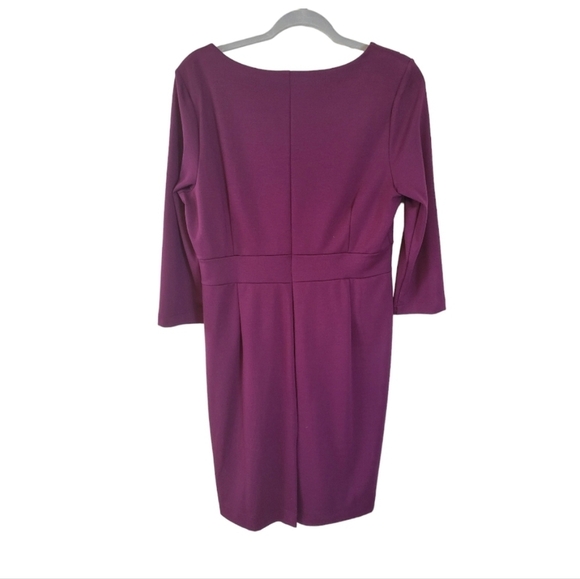 Lands End Purple Pleated Ponte Knit Sheath Dress Size Large - Picture 3 of 4